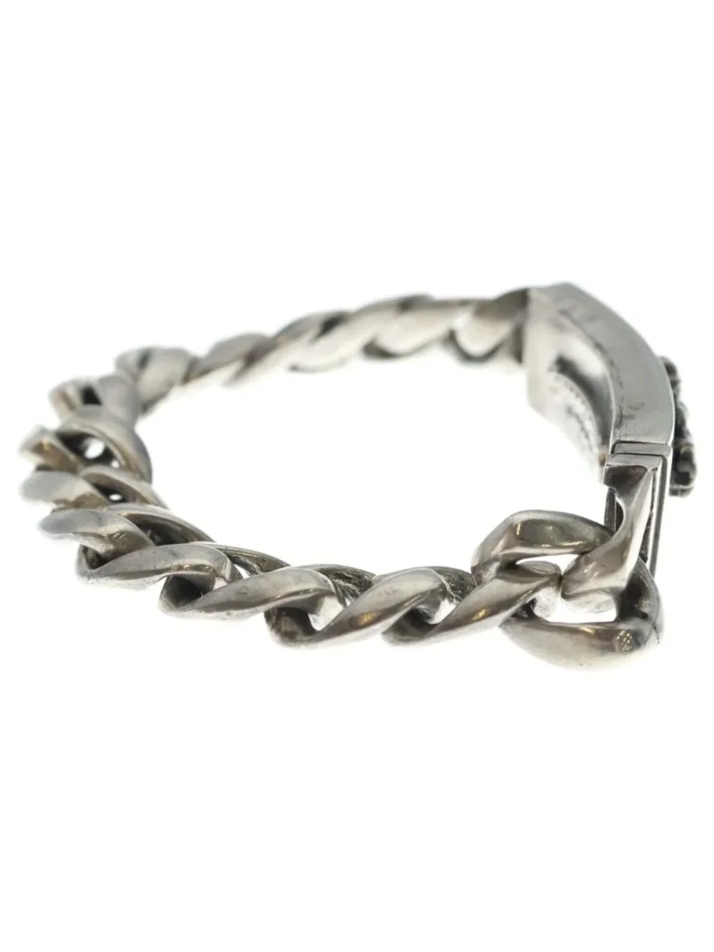 Chrome Hearts ID Floral Crs Cross ID Classic Link Bracelet Silver